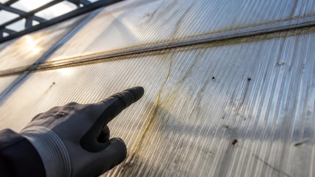 inspect polycarbonate roof surfaces
